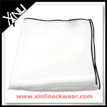 Colored Rolled Hem White Cotton Handkerchief